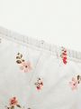 Cozy Cub Newborn Baby Girls' Flower Patterned Ruffle Hem Long Sleeve Top And Slim Fit Pants Set