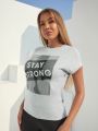 SHEIN Street Sport Absorbs Sweat Letter Graphic Sports Tee