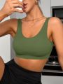 Yoga Basic Solid Ribbed Knit Sports Tank Top