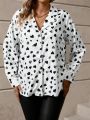 Plus Size Women's Love Heart Print Long Sleeve Shirt