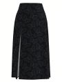 Maryam Alam Women's Butterfly Printed Side Slit Skirt