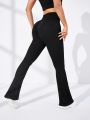 SHEIN Daily&Casual Wide Waistband Flare Leg Sports Pants