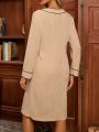 Maternity Long Home Service Coat With Single Breasted Button