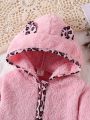 Vintage & Cute Baby Girls' Leopard Splice Warm Coat