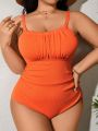 SHEIN Swim Vcay Plus Size Women's Ruched Cami One-Piece Swimsuit
