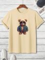 Men'S Plus Size Cartoon Bear Pattern Short Sleeve T-Shirt