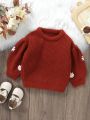 Baby Girls' Floral Embroidered Lantern Sleeve Sweater