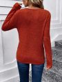 SHEIN LUNE Solid Color Round Neck Long Sleeve T-shirt