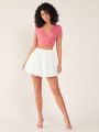 SHEIN BASICS Women'S Solid Color Casual Skirt