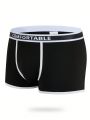 Men's Flat Front Shorts With Letter Embroidered Belt