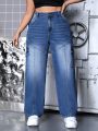 SHEIN SXY Plus Size Jeans With Decorative Pockets