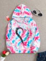 Little Girls' Tie-dye Heart Print Hoodie