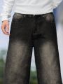 Men'S Wide Leg Jeans Washed By Water