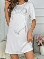 Human Anatomy Printed Short Sleeve T-Shirt Nightgown