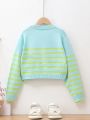 Tween Girl Striped Pattern Sweater