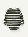 Cozy Cub Baby Boys' Striped Round Neck Long Sleeve Romper And Footed Pants Set