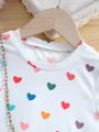 SHEIN Kids EVRYDAY Toddler Girls Heart Print Tee Without Bag