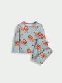 SHEIN Baby Boy 2pcs Cartoon Graphic Tee & 2pc Pants PJ Set