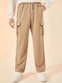 SHEIN Teenage Boy's Loose Fit Workwear Style Straight Leg Cargo Pants