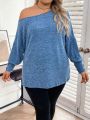 SHEIN LUNE Plus Size Irregular Neckline Drop Shoulder T-shirt