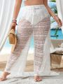 SHEIN Swim BohoFeel Plus Size Lace Drawstring Waist Cover Up