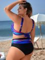 SHEIN Swim Classy Plus Size Swimsuit Random Print Swimwear Set