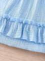 Baby Girls' Simple Light Blue Short Sleeve Dress For Summer