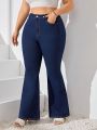 SHEIN LUNE Plus Size Solid Color Flared Jeans