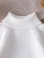 Baby Girl Colorblock Raglan Sleeve Mock Neck Sweater