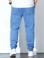 Men Plus Drawstring Waist Jogger Jeans