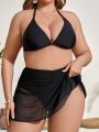 SHEIN Swim Basics Plus Size Swimwear Bottom With Ruched Design For Tummy Control