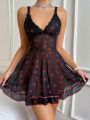 Women's Cherry Printed Cami Sleep Dress