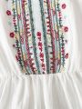 Baby Girl New Embroidery Detail Hollowed-Out Shoulder Dress