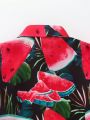 SHEIN Kids QTFun Little Boys' Watermelon Print Button-Front Shirt