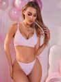 2pcs Pink Heart Shaped Seamless Underwear Set For Valentine'S Day