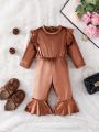 Baby Girl Ruffle Trim Flare Leg Jumpsuit