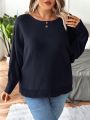 SHEIN Essnce Plus Solid Batwing Sleeve Sweater