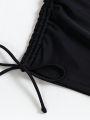 SHEIN Swim Vcay Women'S V-Waist Side Knot Folded Bikini Bottom