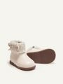 Cozy Cub Cute Fashionable Bowknot Design Plush Lined Warm Baby Soft Sole Anti-slip Short Boots