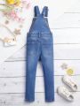 Young Girl Ripped Frayed Denim Overall Jumpsuit