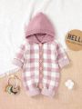 Baby Girls' Plaid Hooded Sweater Jumpsuit