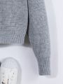 Girls' (big) Solid Color Long Sleeve Sweater, Casual All-match Style