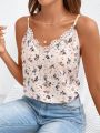 SHEIN Frenchy Women's Floral Print & Lace Patchwork Camisole Top