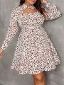 SHEIN Frenchy Plus Size Full Printed Long Sleeve Dress