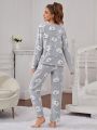 Cartoon Graphic Flannel PJ Set