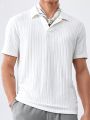 Manfinity Homme Men's Solid Color Knitted Casual Short Sleeve Polo Shirt