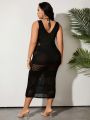 SHEIN Swim BohoFeel Plus Size Women's Net Splice Sleeveless Cover Up Dress