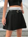 SHEIN Coolane Color Blocking High Waist A-Line Skirt