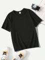 1 Piece Of Basic Round Neck Short-sleeved T-shirt With Stylish Slogan Letter Pattern Printing For Boys And Older Children