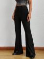 SHEIN Lace Patchwork Flare-Leg Long Pants